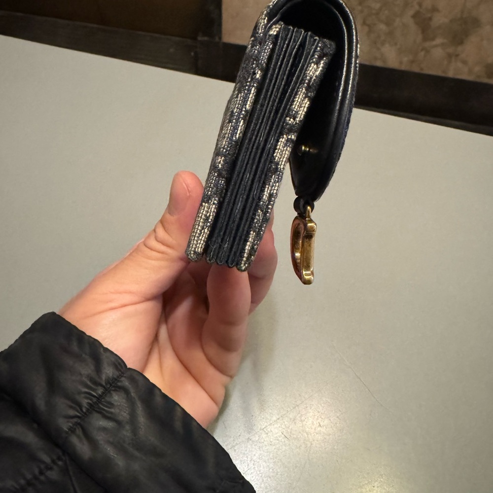 Christian Dior Paris oblique saddle zipped compact card holder navy blue wallet - Picture 4 of 12